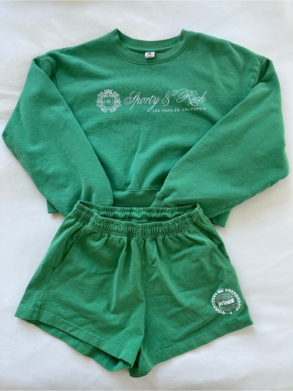 Sporty & Rich Green Crewneck Sweatshirt & Shorts Set